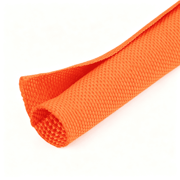 XIBUFE 1 Inch Split Braided Cable Management Sleeve for Usb Cable Power Cord Audio Video Cable, Wire Loom Cord Protector from Cat Dog Chewing Cord Protectors from Pets No Chew (Orange, 25Ft)
