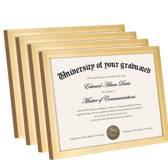 XIBUFE 1-Opening 8.5 X 11 Picture Frames Document Frame,Gold,4 Count