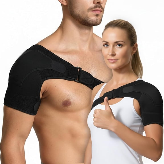 XIBUFE 1 Pc Shoulder Brace for Men and Women for Pain Relief - Shoulder Support & Compression Sleeve for Torn Rotator Cuff,Ac Joint,Dislocation - Adjustable Design (Black,S)