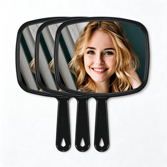XIBUFE 10.3"L X 7.4"W Hand Mirror, Handheld Mirror with Handle for Salon, 3Pcs Handheld Mirror with Handle Handheld Mirror