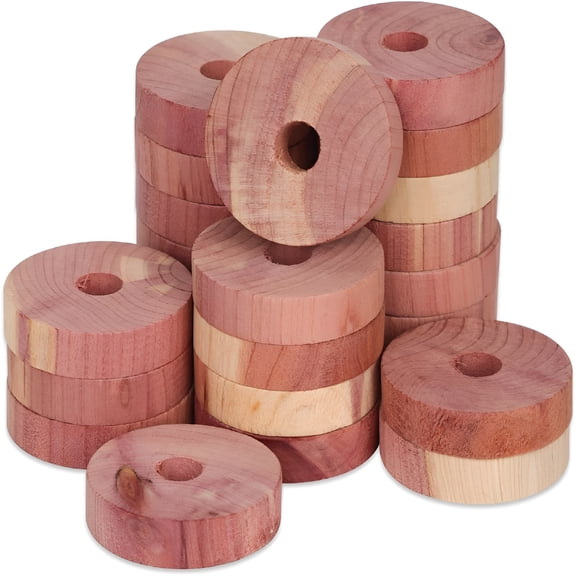 XIBUFE 10-45 Pack 100% Natural Cedar Wood Rings for Clothes Storage, Cedar Blocks for Wardrobes Closets and Drawers