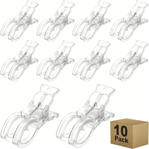 XIBUFE 10 Pack Balloon Arch Clips,Large Clear Spring Clamps for Backdrop,3.5'' Plastic Clips Supplies for Birthday Decoration Accessories Beach Towels Crafts Swimming Pool Photography Studios