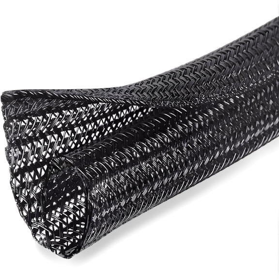 XIBUFE 10Ft 1/2 Inch Cord Protector Cable Sleeve Split Wire Loom Tubing for Power Cord Audio Usb Cable,Cord Sleeve Cable Management for Tv Computer,Cord Protectors From Pets Chewing,Black