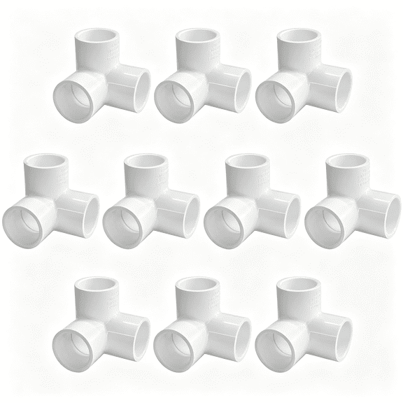 XIBUFE 10Pack Pvc Pipe,1/2" Tee Elbow 3-Way Fittings,1/2In Furniture Grade Side Outlet,Pvc Fittings Connector for Diy Building Furniture Greenhouse Shed Pipe Tent Connection,Sch40