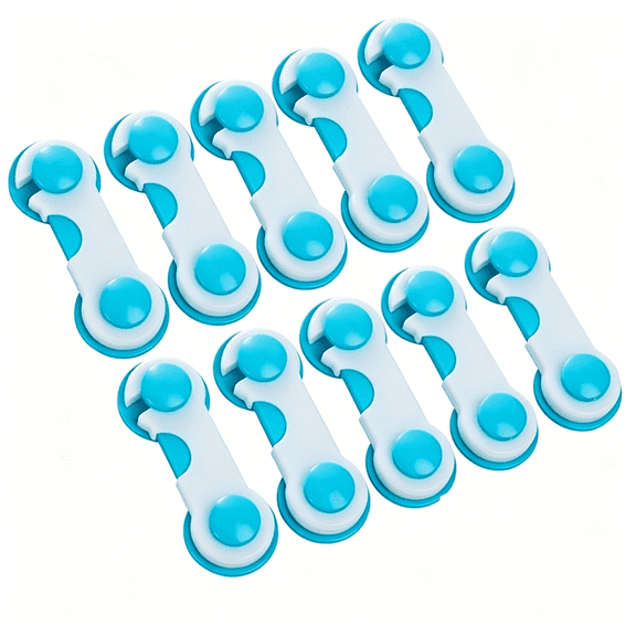 XIBUFE 10Pcs Child Safety Cabinet Locks, Baby Proofing Latches Lock, Baby Proofing Tool for Drawers, Toilet Seat, Fridge, Oven, with Strong Adhesive Tape - Blue