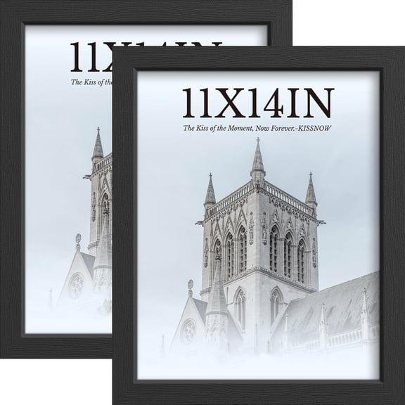 XIBUFE 11X14 Picture Frame 2 Pack, Black Solid Wood, Wall Gallery Poster Frame 11X14 Black Picture Frames
