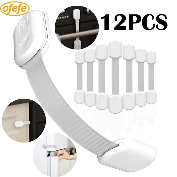 XIBUFE 12-Pack Baby Proof Lock Child Safety Cabinets Proof Safes Quick and Easy Adhesive Cabinet Drawer Door Latches No Screws & Magnets Multi-Purpose for Furniture