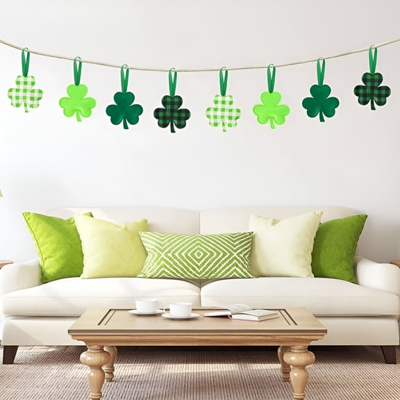 XIBUFE 12 Pack St. Patrick Day Shamrocks Ornament for Tree Fabric Green 3D Large Felt Shamrocks Ornament Lucky Hanging Shamrock Decorations for Tree Irish Home Festival Party Supplies (Green)