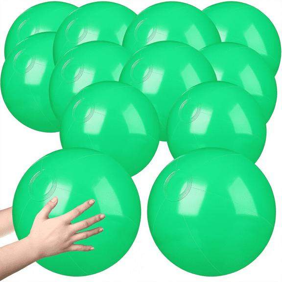 XIBUFE 12 Pcs Beach Ball Inflatable Beach Balls Large Inflatable Ball Floating Ball for Swimming Pool Party Favors Outdoor Activities Summer Birthday Party Supplies (Green,12")