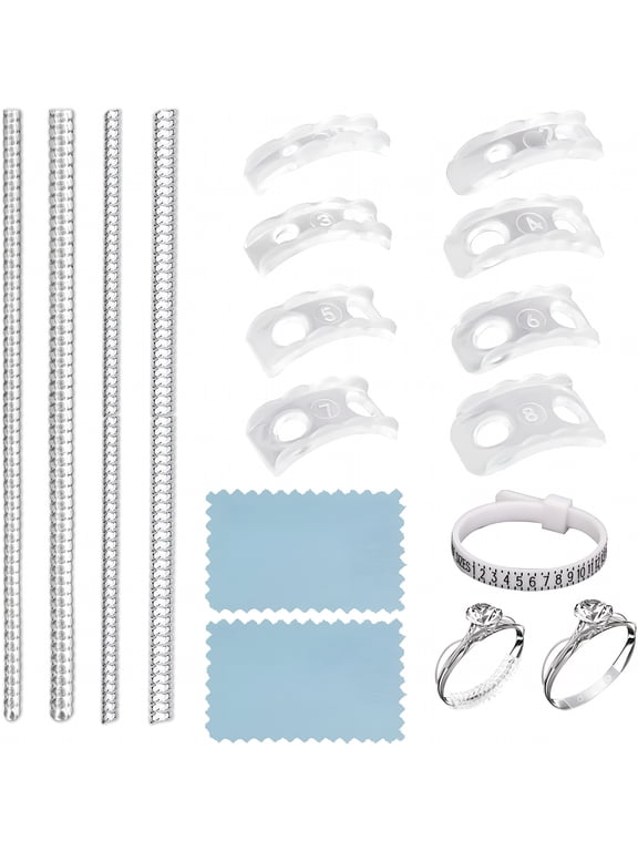 XIBUFE 12 Pcs Ring Size Adjusters with Polishing Cloth Transparent Loose Guard Jewelry for