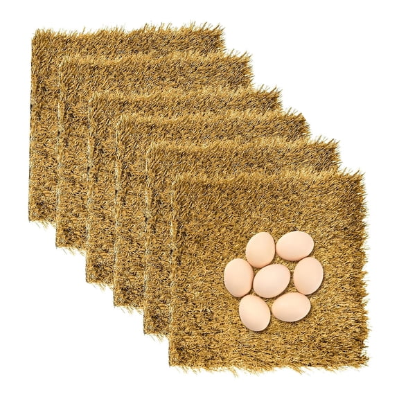 XIBUFE 12"x12" Chicken Nesting Pads 6Pcs Washable Chicken Coop Bedding Laying Artificial Grass Rug Carpet Synthetic Turf Mat Garden Lawn Indoor/Outdoor Bedding for Chicken Hen Small Pets(Brown)