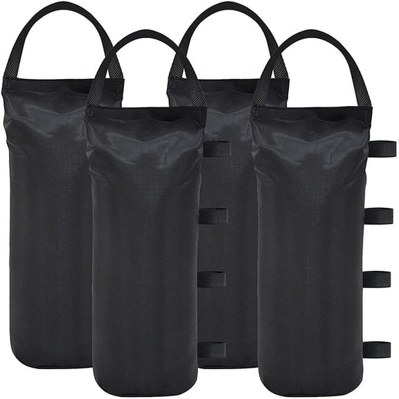 XIBUFE 125Lbs 4-Pack Universal Canopy Weights,Secure Wind Protection to Prevent Tipping,Easy Wrap-Around Installation Heavy Duty Sandbags (Without Sand),Fits All Shelter Legs,Black
