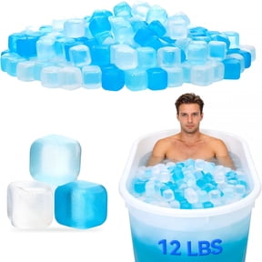 XIBUFE 12Lbs Reusable Ice Cubes for Ice Bath,Bpa-Free Plastic Ice Pack without Diluting Drinks,Refreezable Fake Ice Blocks for Coolers,Bars,Athletes Chiller,Outdoor Parties(Blue and White)