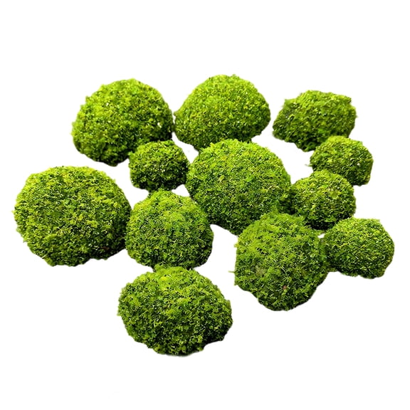 XIBUFE 12Pcs Moss for Plants Indoor,Maintenance-Free, Permanently Evergreen Moss Balls,Lightweight Foam Core Structure Marimo Moss Ball Green Decor