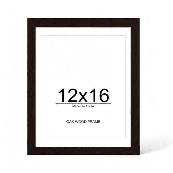 XIBUFE 12X16 Oak Wood Picture Frame 1 Pack(Matted 11X14),Real Glass Cover | Black,12 X 16 Solid Wood Frame for Wall Mounting - Includes Easel Back,Vertical Hang - Ideal for Home,Office