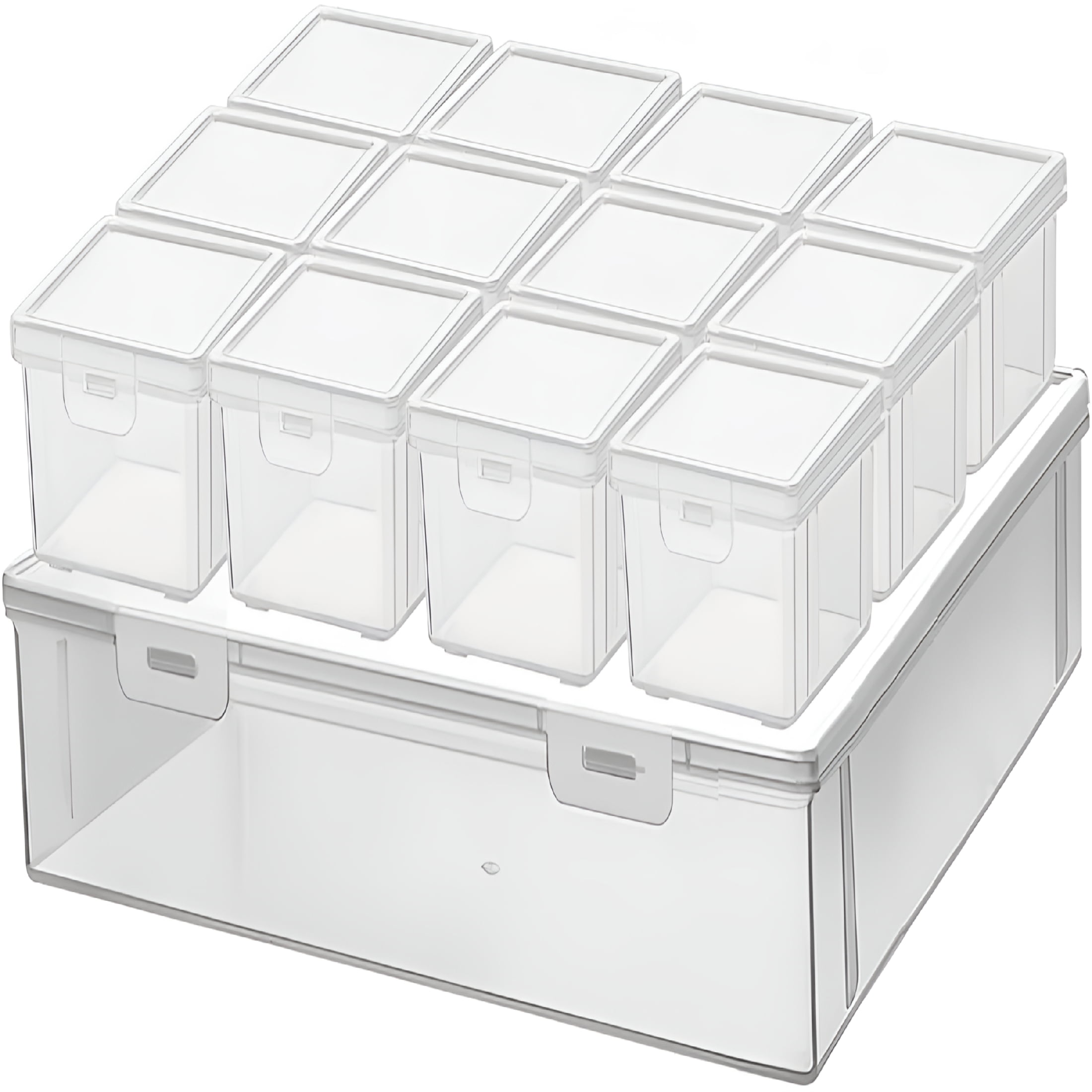 XIBUFE 13Pcs Extra Large Bead Storage Container with Hinged Lid, Craft Supply Case, Legos Storage, bead organizers and storage. (1)