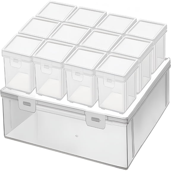 XIBUFE 13Pcs Extra Large Bead Storage Container with Hinged Lid, Craft Supply Case, Legos Storage, bead organizers and storage. (1)