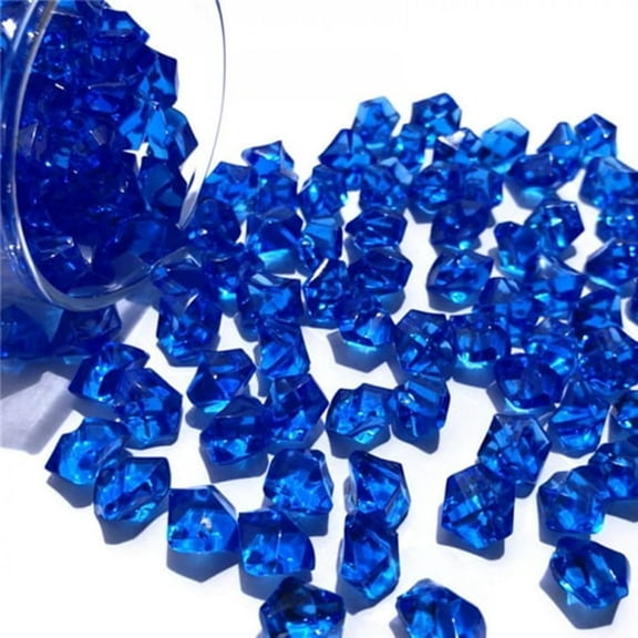 XIBUFE 150 Pcs Acrylic Transparent Gem Stone Ice Rocks Crushed Treasure Diamonds Cubes Kids Toy Decoration Wedding Display Vase Fillers Dark Blue