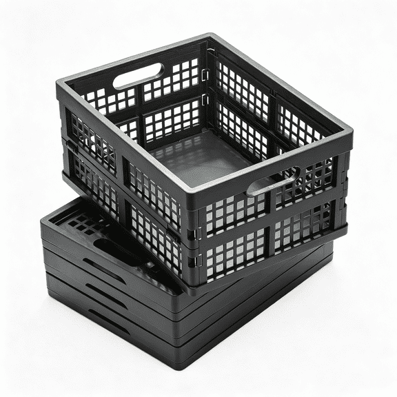 XIBUFE 16L Collapsible Storage Crates,Folding Plastic Crates for Storage,Pack of 4,Storage Crates,Gray