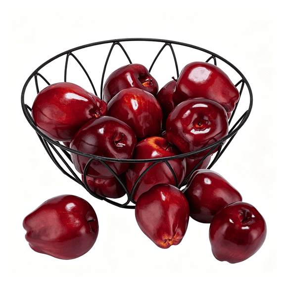 XIBUFE 16Pcs Artificial Red Apples, Red Delicious Faux Apples, Plastic Fruit, Fake Lifelike Simulation Fruit for Home Kitchen Table Basket Decoration, 3.43" X 2.95"