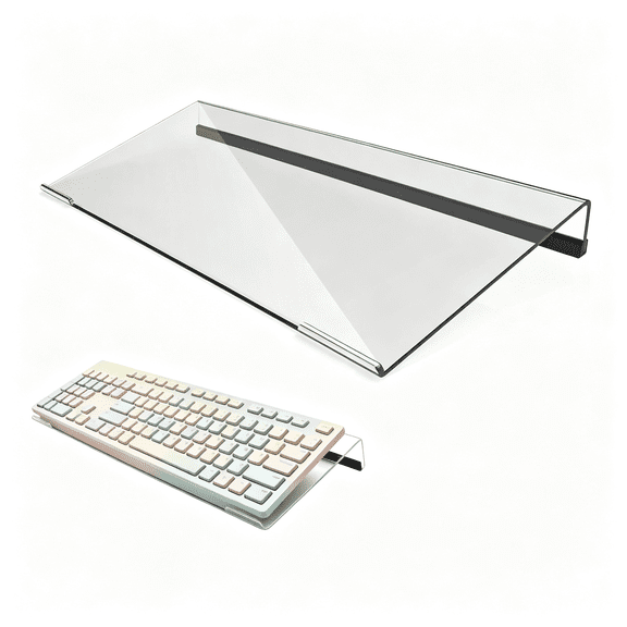 XIBUFE 17In Keyboard Stand for Desk,Clear Acrylic Ergonomic Computer Keyboard Riser with Non-Slip Silicone Pad,Stable Keyboard Lift Stand for Office,Home,Gaming and Typing