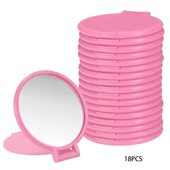 XIBUFE 18 Pcs Round Compact Mirror Bulk, Mini Pocket Folding Makeup Mirrors Small Portable Makeup Stuffs for Purse, Women Girls Travel Daily Use Party Gifts, Dark Pink