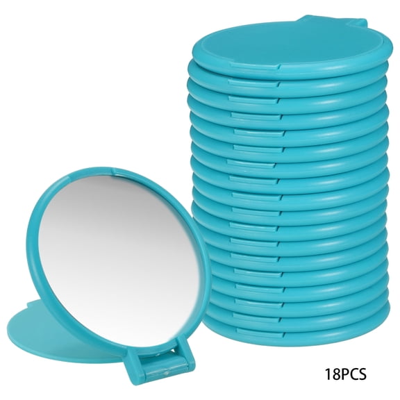 XIBUFE 18 Pcs Round Compact Mirror Bulk, Mini Pocket Folding Makeup Mirrors Small Portable Makeup Stuffs for Purse, Women Girls Travel Daily Use Party Gifts, Peacock Blue Compact Mirror