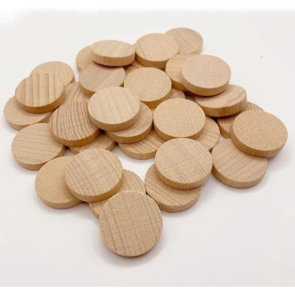 XIBUFE 1Inch Round Wooden Discs,60 Pack Wood Coins Natural Wood Slices Small Wood Circles for Diy Arts&Crafts Projects,Wooden Circles for Crafts