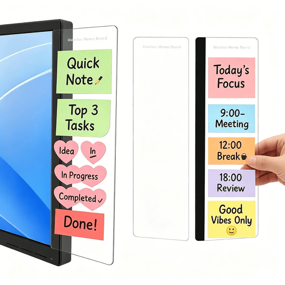 XIBUFE 1Pc Office Desk Accessories Computer Monitor Memo Board Desktop Supplies Sticky Note Message Holder for Women Men Decorations Essentials Cute Stuff Things Organizer