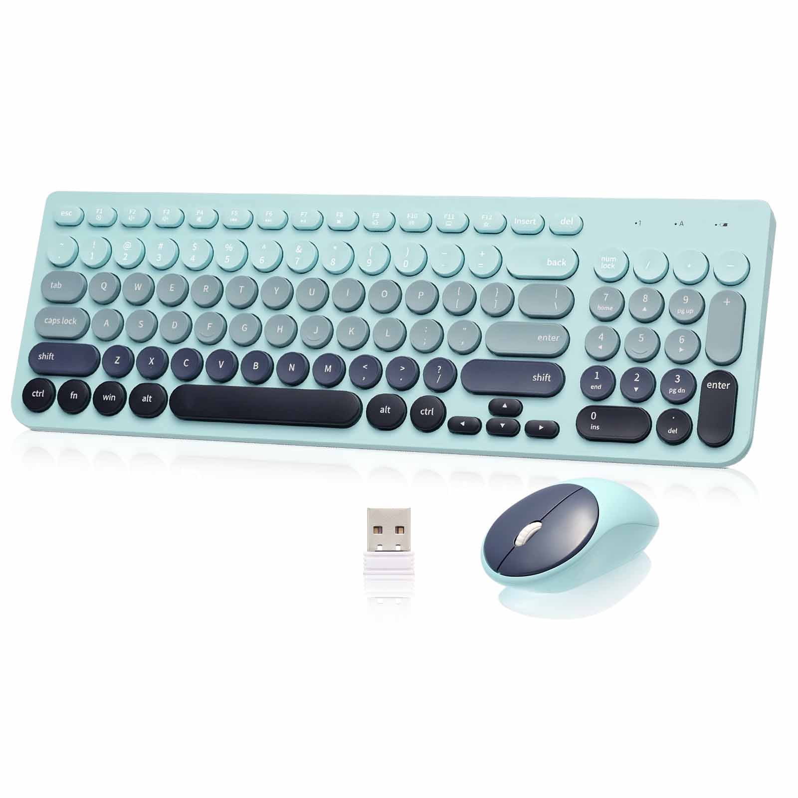 Lpatop Keycaps XIBUFE 2.4G Wireless Retro Punk Round Keycap Keyboard and Mouse Combo ...