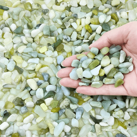 XIBUFE 2 Lbs Jade Rocks for Plants Indoor,3/8 Inch Small Pebbles for Indoor Plants,Decorative Rocks for Succulents Cactus Bamboo Vases Landscaping Drainage and Outdoor Garden Rocks