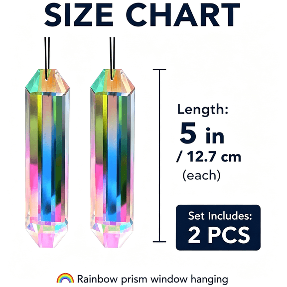 XIBUFE 2 Pack 5" Sun Catcher Crystals Prisms,Stained Glass Suncatcher for Window Hanging,Rainbow Maker Window Decor,Fantasy Aesthetic Home Decor