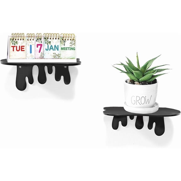 XIBUFE 2-Pack Acrylic Small Wall Shelves - 7 Inch Floating Shelf for Walls,Home Wall Display Ledges for Storage,Room Décor,Small Album & Items Organizer Display Dripping Wall Decor