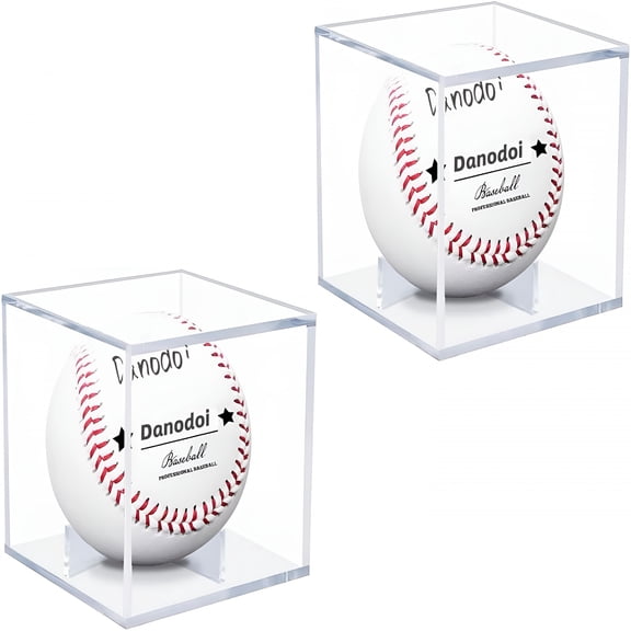XIBUFE 2 Pack Baseball Display Case Uv Protected Acrylic Clear Baseball Holder Square Cube Ball Protector Autograph Display Box for Official Size Baseball