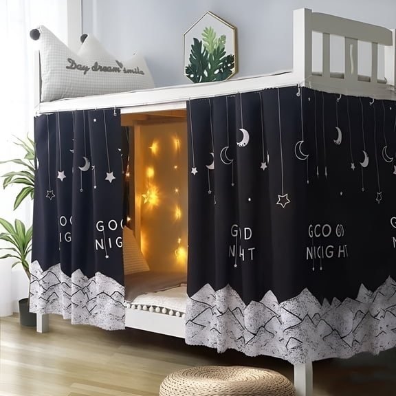 XIBUFE 2 Pack Bunk Bed Curtains for Kids and Teens, Blackout Privacy Bed Canopy for Upper and Bottom Bunk, Breathable Polyester Dorm Curtain with Rope and Hooks for Loft Bed Single Size