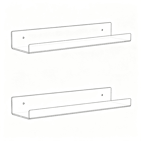 XIBUFE 2 Pack Clear Acrylic Shelves for Wall with Adhesive,15"No Drill Floating Shelves for Bathroom,Bedroom,Renter Friendly,Kids Room Bookshelf,Wall Display Shelf for Funko Pop,Figurine