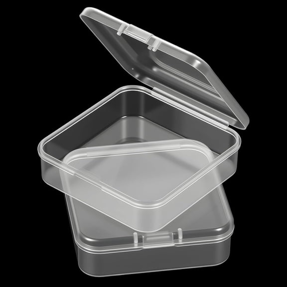 XIBUFE 2 Pack Clear Plastic Bead Storage Containers with Hinged Lid,2.5 X 2.5" Mini Square Organizer Case for Small Items,Crafts,Game Pieces,Jewelry Findings,And Sewing Notions