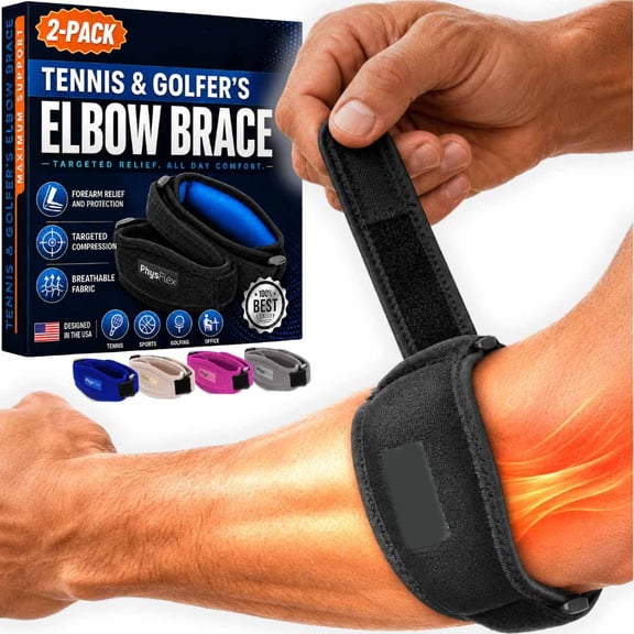 XIBUFE 2-Pack Elbow Brace for Men & Women,Adjustable Tennis & Golfer'S Elbow Support Strap for Tendonitis Pain Relief - Compression Pad for Arm,Forearm,Tendon Pain Relief