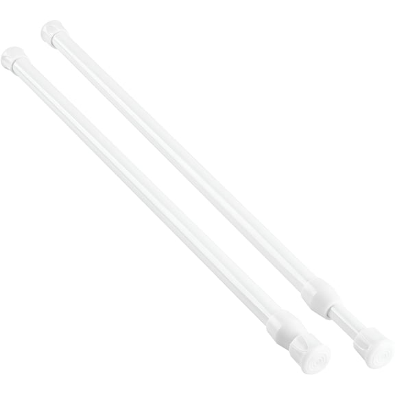 XIBUFE 2 Pack Small Tension Curtain Rod 16 to 28 Inch Tension Rods Drill for Window Cupboard Closet