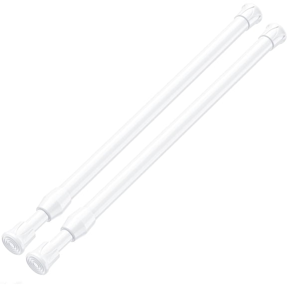 XIBUFE 2-Pack Small Tension Rod,12-19 Inches Adjustable White Tension Curtain Rod,No Drill Spring Curtain Rod,Mini Short Rod for Window,Closet,Cabinet