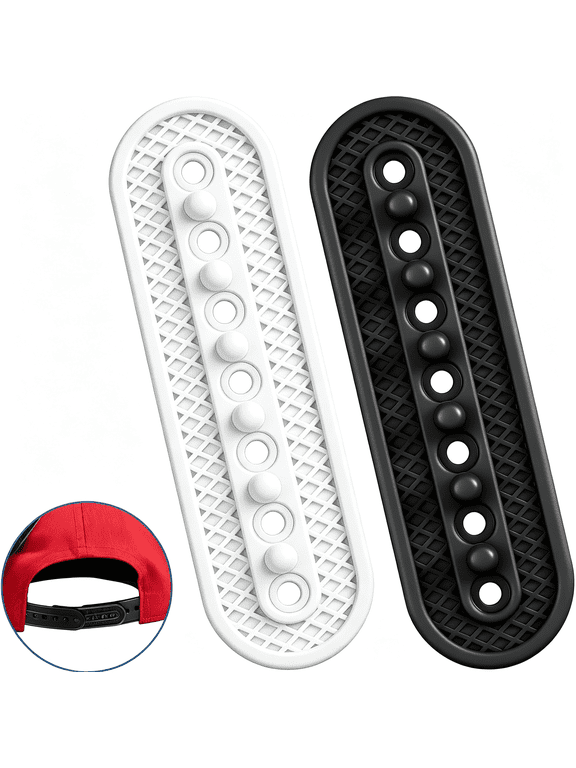 2 Pack Snapback Extender Hat Extender Hat Size Snapback Adjustable Hats Snap Fastener Silicone 7 Hole Cap Half Size Extenders for Baseball Caps Repairing Replacement