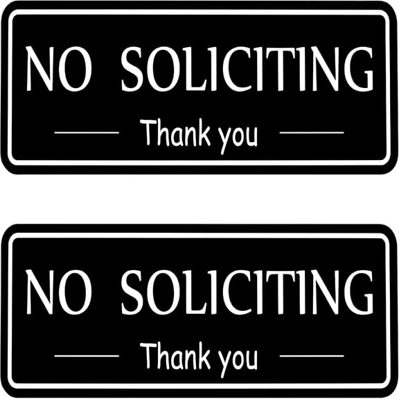 XIBUFE 2 Pack No Soliciting Sign for House,Strong Self-Adhesive No Solicitation Signs,7.9"X2.8"Thick Acrylic,Weatherproof and Sturdy Sign for Front Door,Home,Wall,Keep Solicitors Away