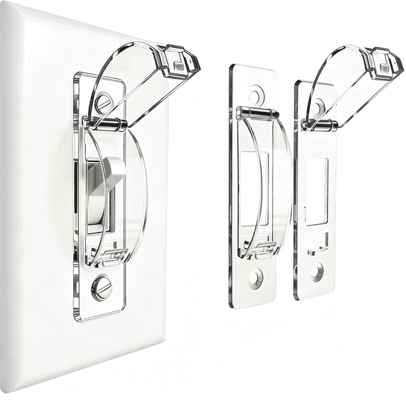 XIBUFE 2 Pack Toggle Light Switch Cover Guard Child Proof Wall Light Switch Lock Protects Your Lights from Being Accidentally Turned on Or Off by Children and Adults, Clear