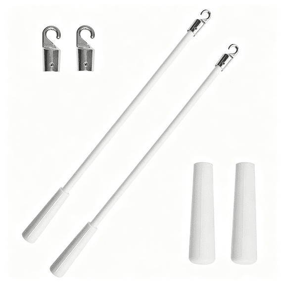 XIBUFE 2-Pack White Fiberglass Blind Tilt Wand,Vertical Blinds Stick Replacement for Window Curtains & Cordless Shades,Curtain Rod Control for Slat Rotation (17 Inches)
