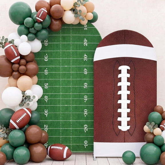 XIBUFE 2 Pcs Football Arch Backdrop Cover 7.2Ft 6.6Ft Football Field Stretchy Photography Backdrops Sports Spandex Fitted Arch Stand Covers for Rugby Balloons Birthday Parties