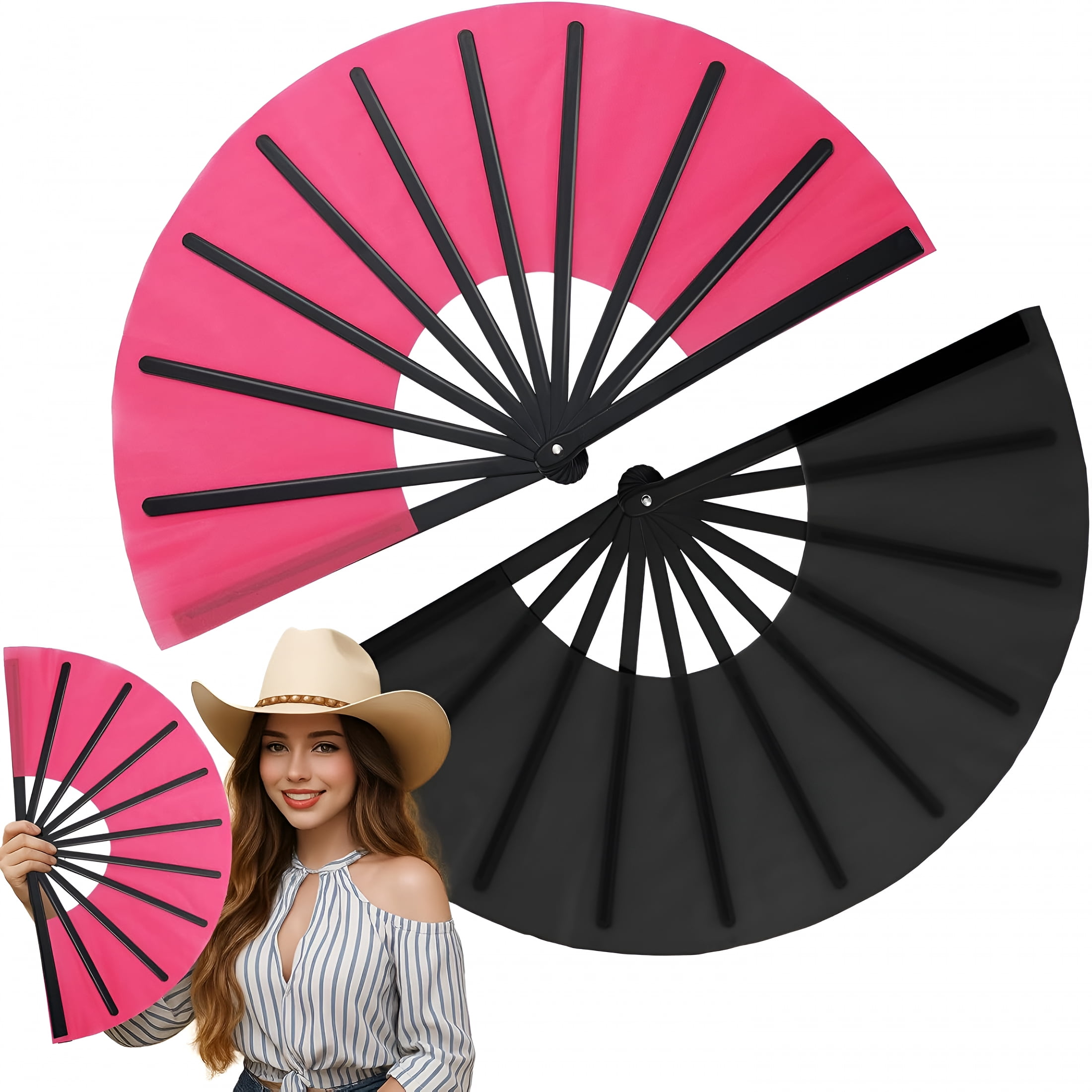Coke Rave Fan XIBUFE 2 Pcs Large Folding Hand Rave Fan Large Clap Fans for Line ...