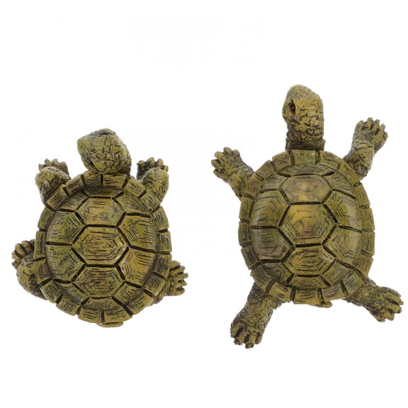 XIBUFE 2 Pcs Miniature Turtle Statue, Realistic Resin Tortoise Figurines for Fairy Garden, Pond Decor, and Home Tabletop Accent