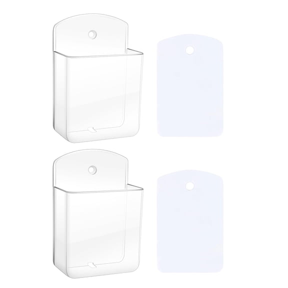 XIBUFE 2 Pcs Remote Control Holders Wall Mount, Self Adhesive Tv Air Conditioner Remote Control Holder, Wall Mount Storage Box Organizer Wall Pen Holder Storage for Home Office School (Clear)