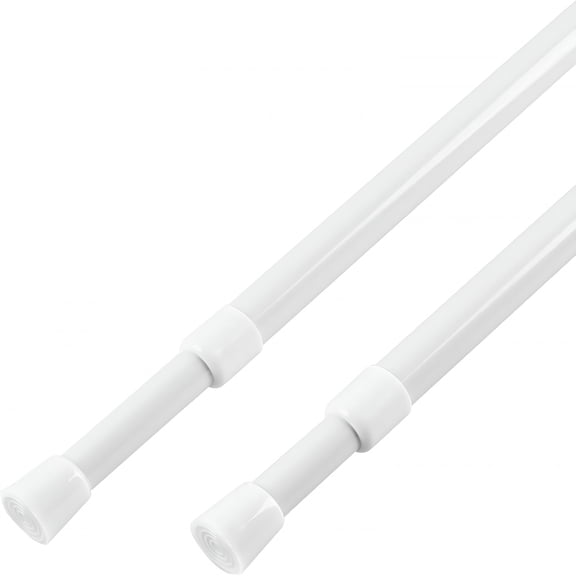 XIBUFE 2 Pcs Spring Tension Curtain Rod Adjustable 28 to 40 Inches,5/8" Diameter,White,Expandable Spring Loaded Tension Rods for Window No Drilling