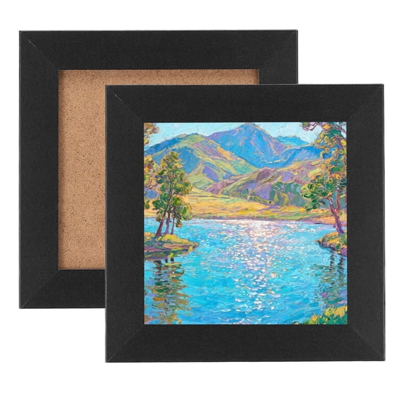XIBUFE 2 Pcs Square Picture Frame, 4x4 Inch Solid MDF Wood Picture Frame with Hook for Wall Hanging or Tabletop Display for Home Office Bedroom Decor, Black